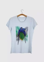 Camiseta Baby-look estonada - Arara-azul-grande (Anodorhynchus hyacinthinus)