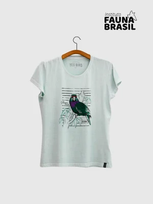 Camiseta Baby-look estonada - Papagaio-de-peito-roxo (Amazona vinacea)