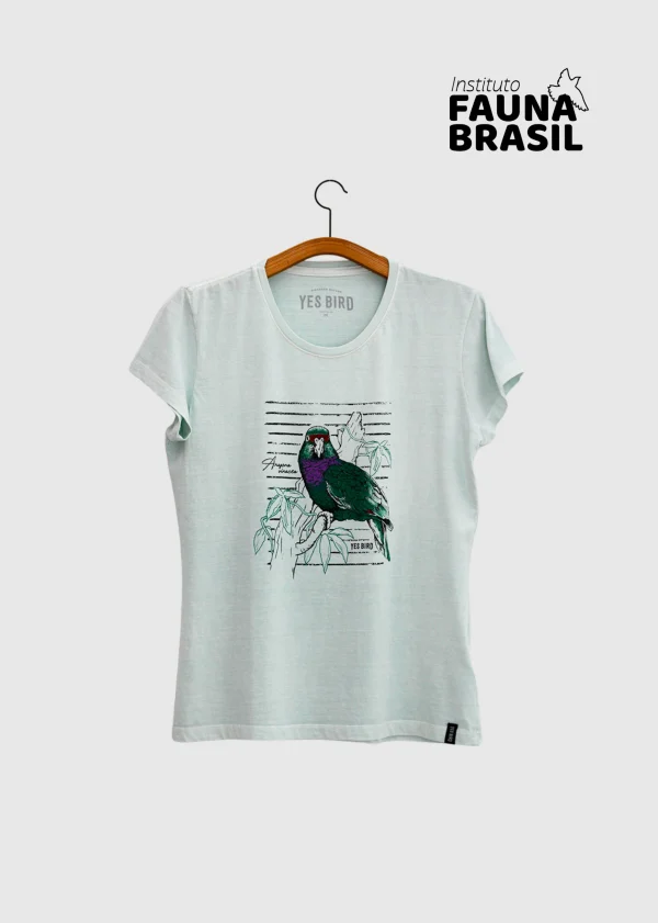 Camiseta Baby-look estonada - Papagaio-de-peito-roxo (Amazona vinacea)