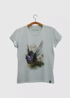 Camiseta Baby-look estonada - Beija-flor-de-gravata-verde (Augastes scutatus)