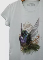 Camiseta Baby-look estonada - Beija-flor-de-gravata-verde (Augastes scutatus)