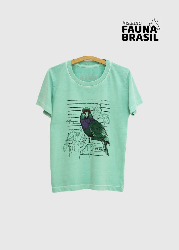 Camiseta Infantil estonada - Papagaio-de-peito-roxo (Amazona vinacea)