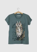 Camiseta Baby-look - Coruja-orelhuda (Asio clamator)
