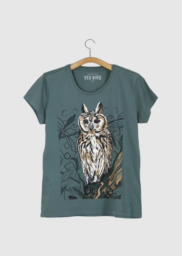 Camiseta Baby-look - Coruja-orelhuda (Asio clamator)