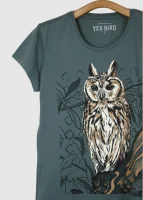Camiseta Baby-look - Coruja-orelhuda (Asio clamator)