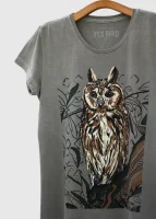 Camiseta Baby-look - Coruja-orelhuda (Asio clamator)