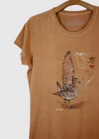 Camiseta Baby-look estonada - Maçarico-acanelado (Calidris subruficollis)