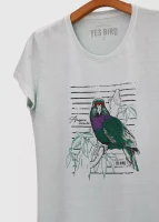 Camiseta Baby-look estonada - Papagaio-de-peito-roxo (Amazona vinacea)