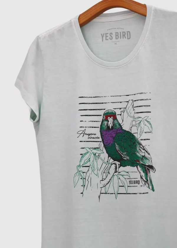 Camiseta Baby-look estonada - Papagaio-de-peito-roxo (Amazona vinacea)