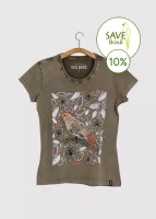 Camiseta Baby-look estonada - Rolinha-do-planalto (Columbina cyanopis)
