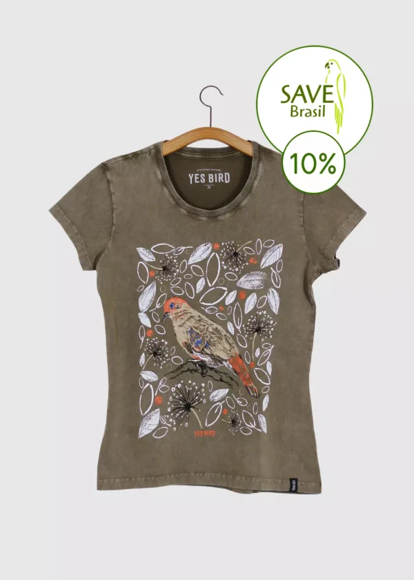 Camiseta Baby-look estonada - Rolinha-do-planalto (Columbina cyanopis)