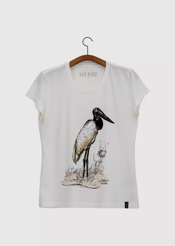 Camiseta Baby-look estonada - Tuiuiú (Jabiru mycteria)
