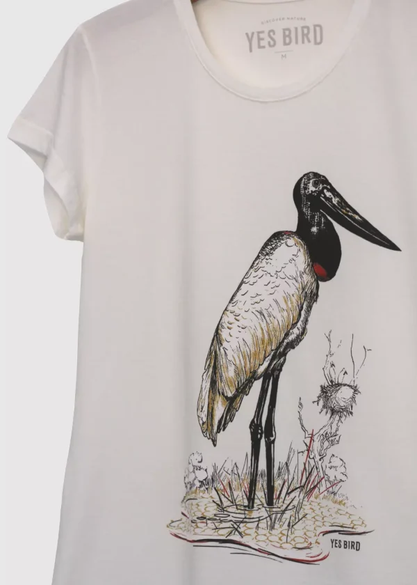 Camiseta Baby-look estonada - Tuiuiú (Jabiru mycteria)