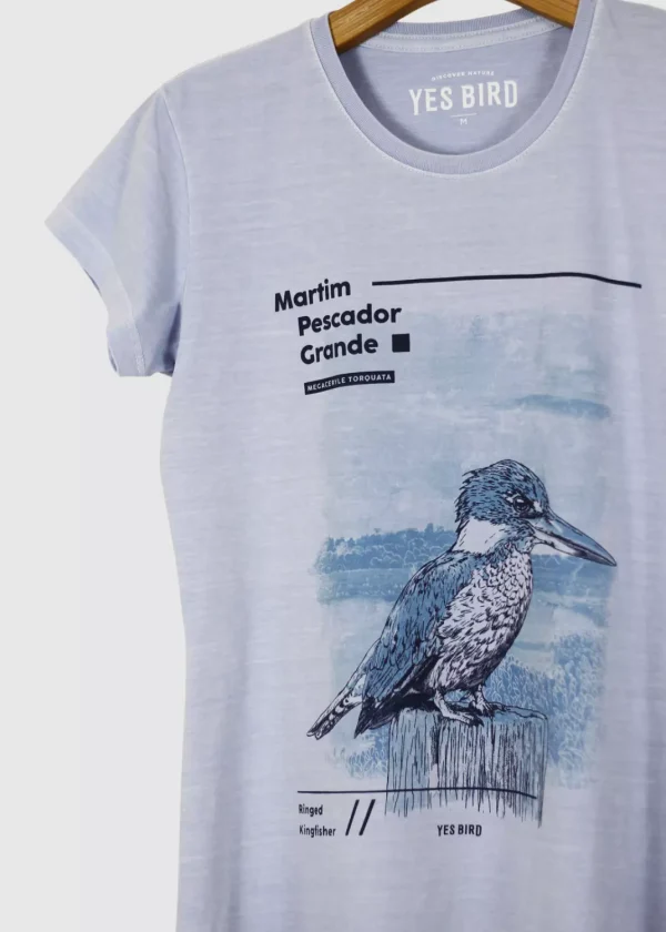 Camiseta Baby-look estonada - Martim-pescador-grande (Megaceryle torquata)