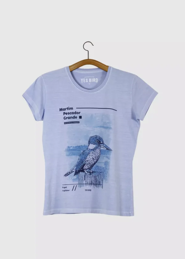 Camiseta Baby-look estonada - Martim-pescador-grande (Megaceryle torquata)