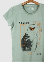 Camiseta Baby-look estonada - Gavião-pato (Spizaetus melanoleucus)