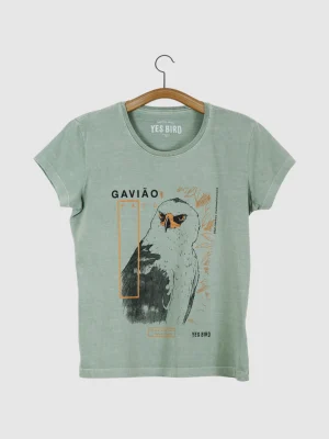 Camiseta Baby-look estonada - Gavião-pato (Spizaetus melanoleucus)