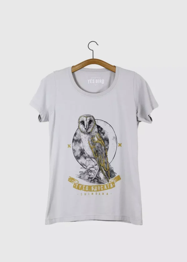 Camiseta Baby-look estonada - Suindara (Tyto furcata)