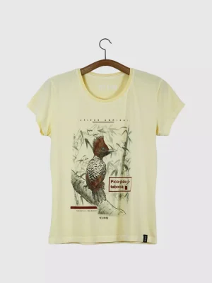Camiseta Baby-look estonada - Pica-pau-da-taboca (Celeus obrieni)