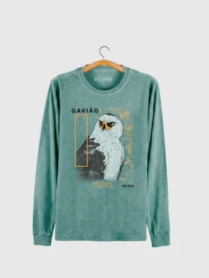 Camiseta manga longa estonada - Gavião-pato (Spizaetus melanoleucus)