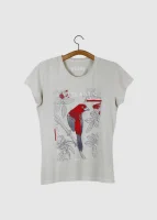 Camiseta Baby-look estonada - Tiê-sangue (Ramphocelus bresilia)