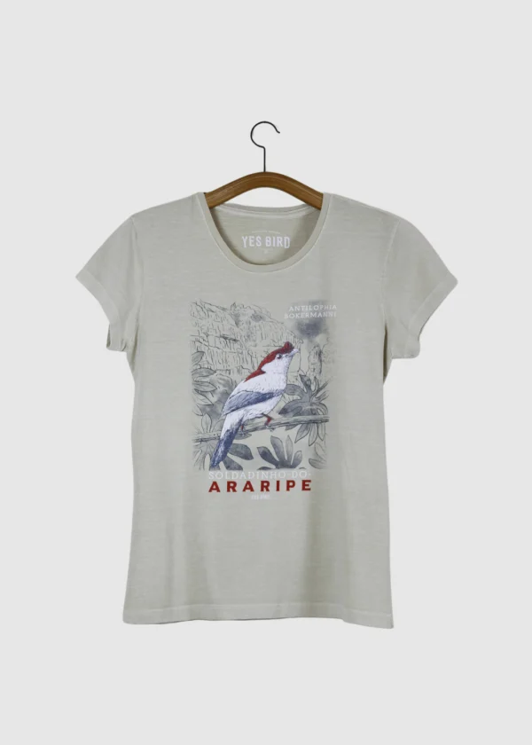 Camiseta Baby-look estonada - Soldadinho-do-araripe (Antilophia bokermanni)