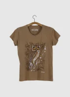 Camiseta Baby-look estonada - Caburé-acanelado (Aegolius harrisii)