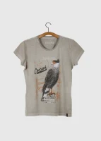 Camiseta Baby-look estonada - Carcará (Caracara plancus)