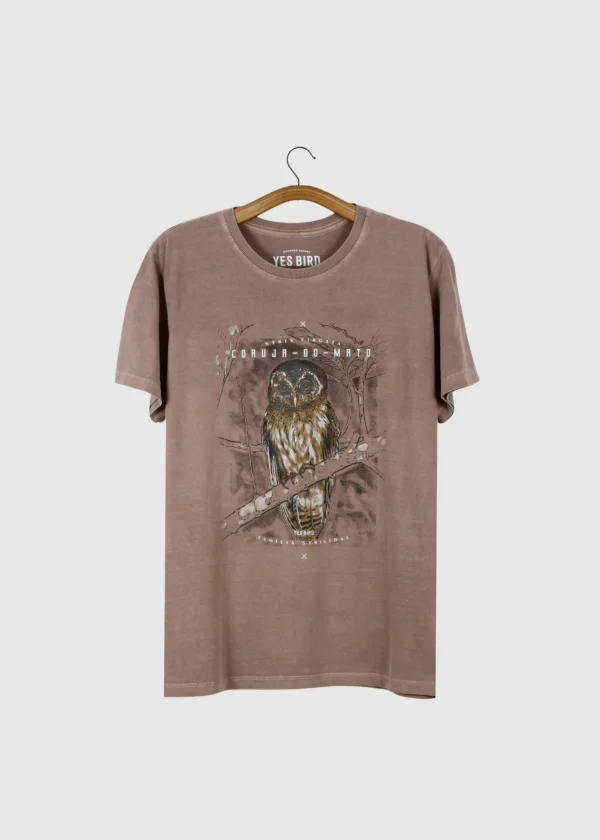 T-shirt masculina - Coruja-do-mato (Strix virgata)