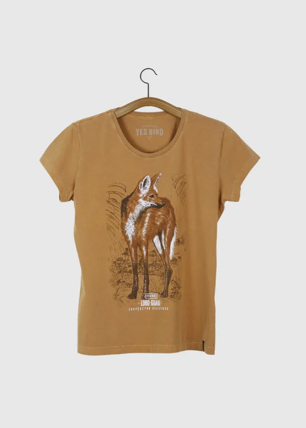 Camiseta Baby-look estonada - Lobo-guará ( Chrysocyon brachyurus)