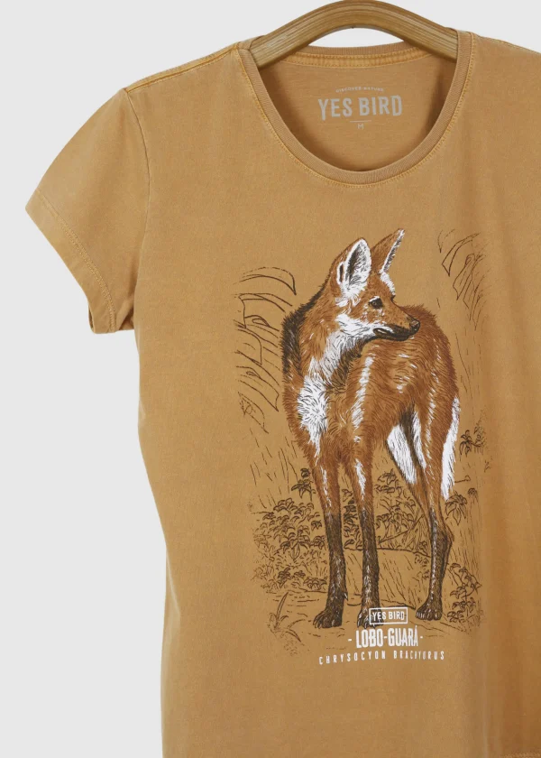Camiseta Baby-look estonada - Lobo-guará ( Chrysocyon brachyurus)