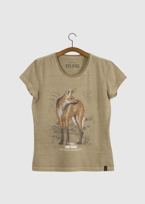 Camiseta Baby-look estonada - Lobo-guará ( Chrysocyon brachyurus)
