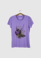 Camiseta Baby-look estonada - Beija-flor-de-gravata-verde (Augastes scutatus)