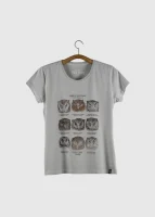 Camiseta Baby-look estonada - Corujinhas