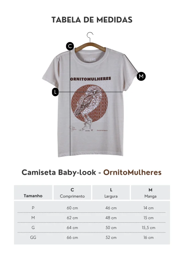 Camiseta Baby-look - Coruja-buraqueira - OrnitoMulheres