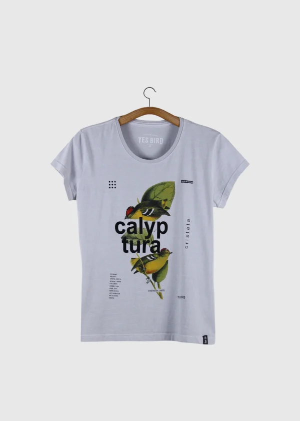 Camiseta Baby-look estonada - Tietê-de-coroa (Calyptura cristata)