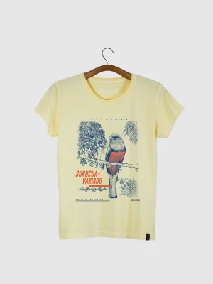 Camiseta Baby-look estonada - Surucuá-variado (Trogon surrucura)