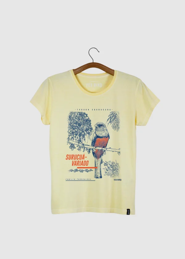 Camiseta Baby-look estonada - Surucuá-variado (Trogon surrucura)