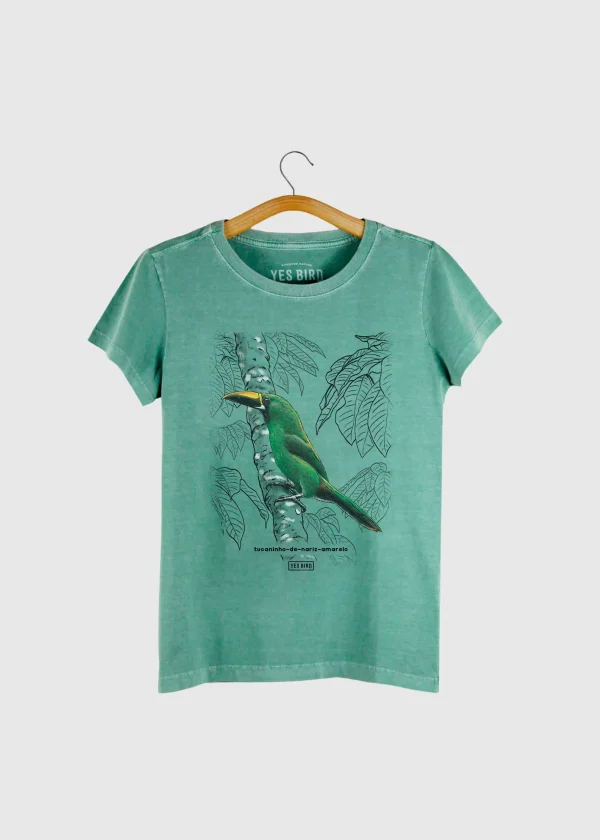 Camiseta Baby-look - Tucaninho-de-nariz-amarelo (Aulacorhynchus atrogularis)