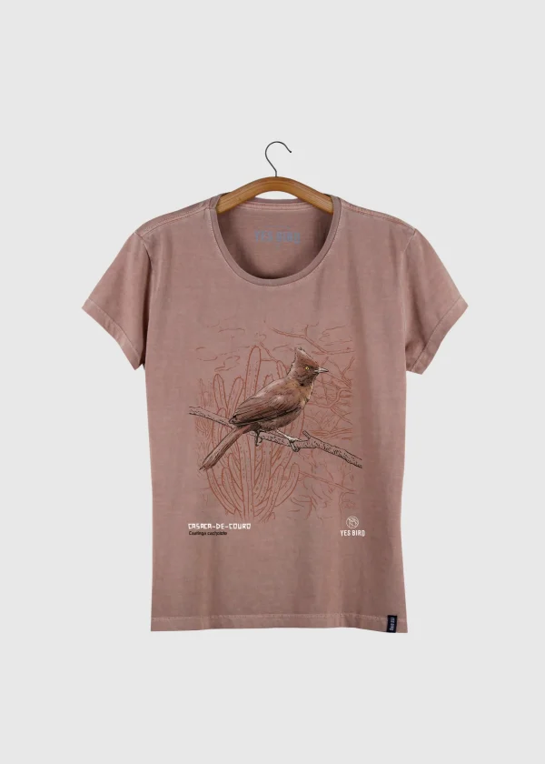 Camiseta Baby-look estonada - Casaca-de-couro (Pseudoseisura cristata)