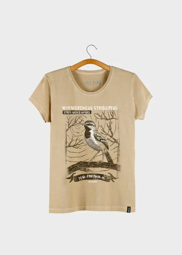 Camiseta Baby-look estonada - Tem-farinha-aí (Myrmorchilus strigilatus)